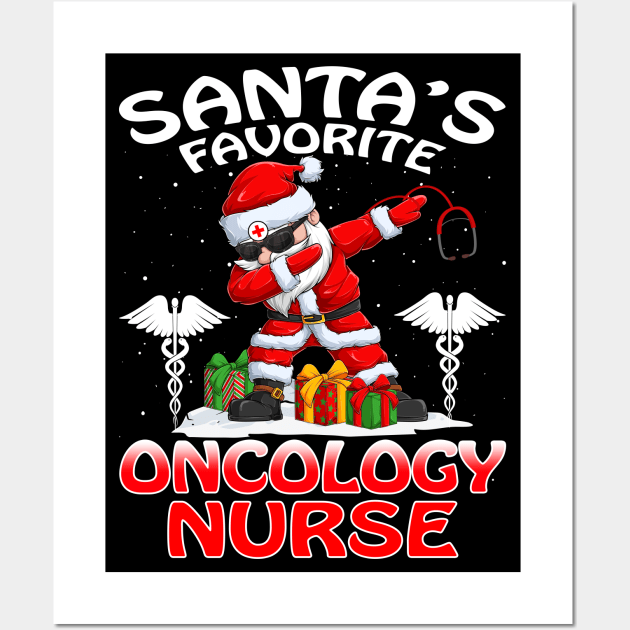 Santas Favorite Oncology Nurse Christmas T Shirt Wall Art by intelus